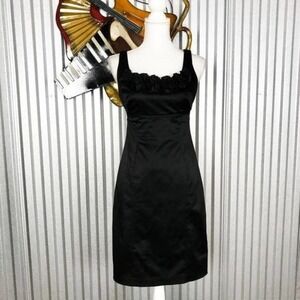 WHBM Little Black Sheath Dress Floral Detail LBD size 2